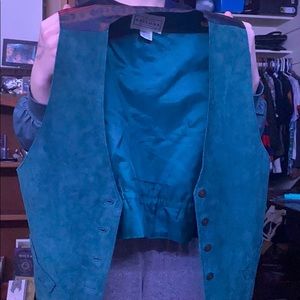 Green velvet vest with Silk patterns on back